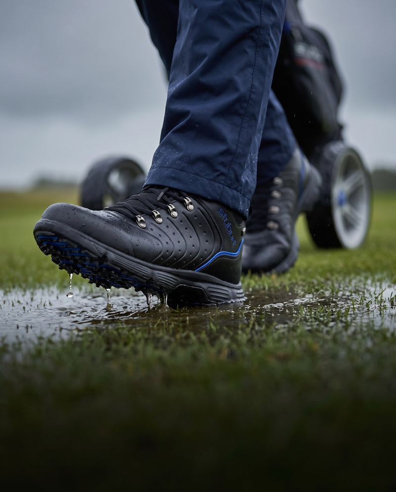 Stuburt Evolve Sport II waterproof boot worn on a wet course