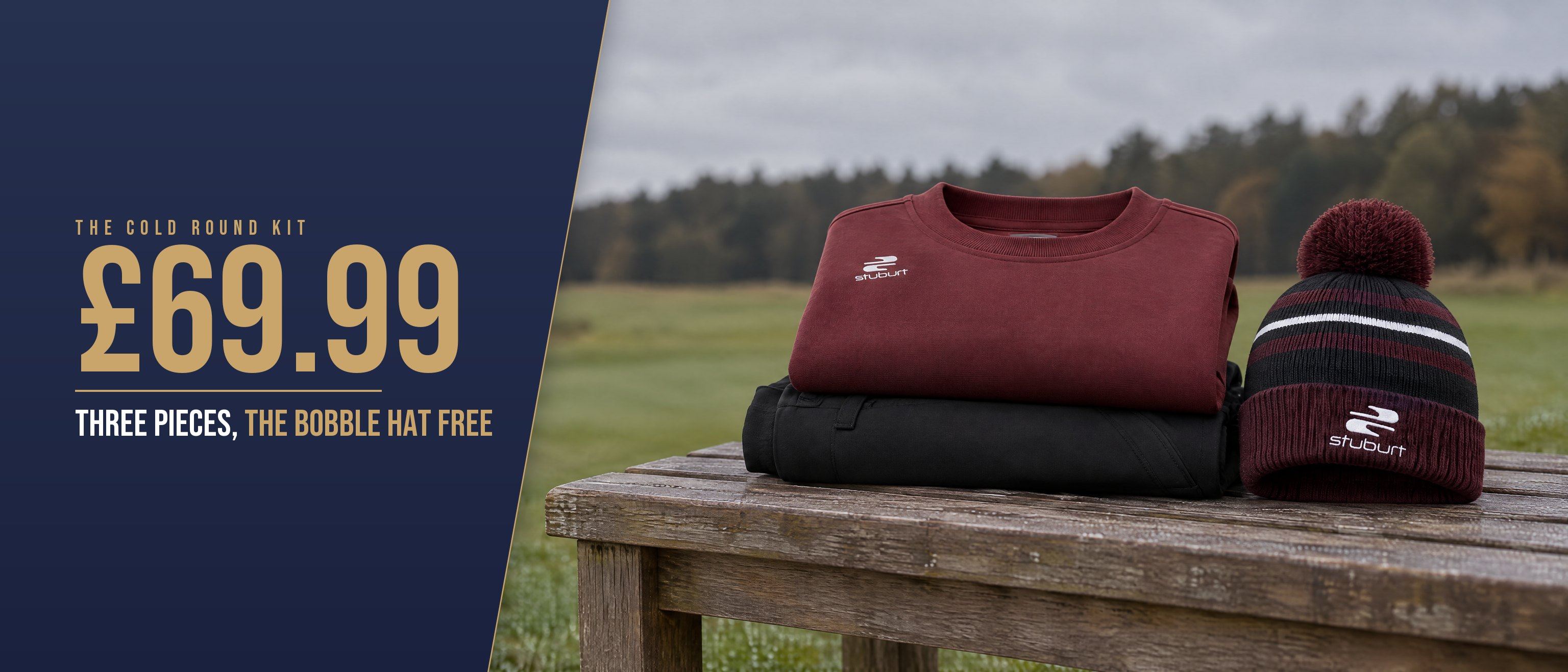 The cold round kit, £69.99: Crane sweater and Keston jogger, the Noble bobble hat free